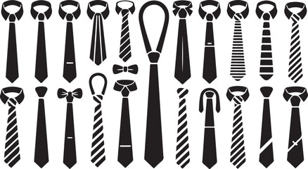 Tie Silhouette Vector Art Formalwear Fashion Illustration Men’s Style Icon Design Business Elegant Graphic Bow Tie Collection Set