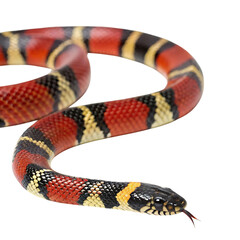Naklejka premium scarlet kingsnake in Transparent Background Closeup of a Boa Constrictor Showing Detailed Scales and Pattern