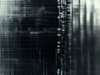 Fototapeta premium Monochrome tech grid with vertical elements. Cyber security, data network or AI theme