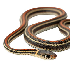 Fototapeta premium striped keelback in Transparent Background Closeup of a Boa Constrictor Showing Detailed Scales and Pattern