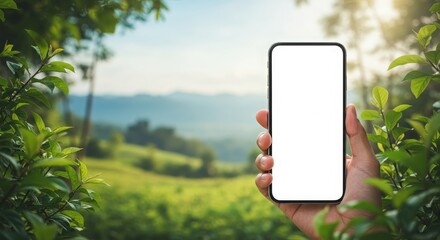 man holding mockup of mobile phone and smartphone