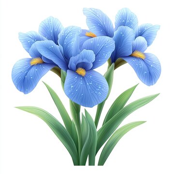 blue iris flowers with water drops clip art preview