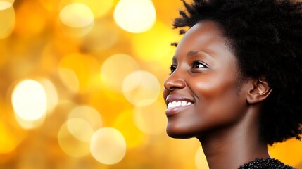 Fototapeta premium Woman smiling, profile view