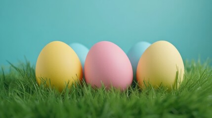 Fototapeta premium Colorful eggs in meadow