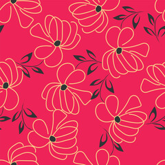 Colorful hand draw flowers seamless pattern for fabric textile wallpaper.
