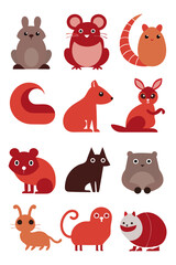 Cartoon Animal Illustrations: Whimsical and Playful Vector Collection