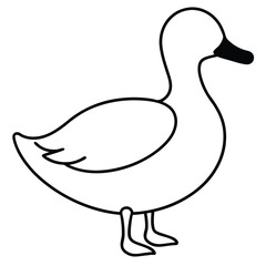 Duck line art isolated on white background 