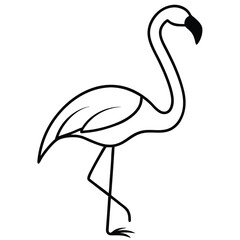 Flamingo line art isolated on white background
