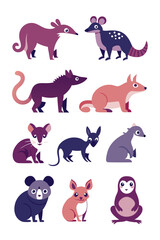 Cartoon Mammals Set - Cute and Simple Design