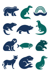 Animals icons, flat illustration for nature and wildlife