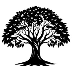Obraz premium Silhouette of a lush tree with a full canopy and strong trunk