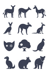 Vector Illustration Collection of Various Animals Silhouette Designs