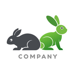 Creative Rabbits Logo Design: Green and Gray Concept