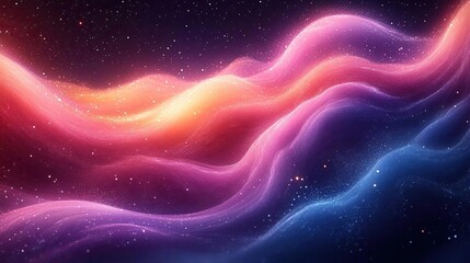Obraz premium Abstract waves of vibrant colors flowing through a starry cosmic background, evoking serenity