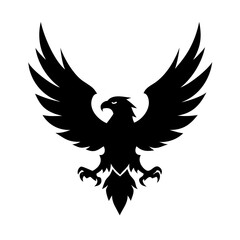 Naklejka premium A black eagle silhouette vector illustration features spread wings, a powerful symbol in tribal tattoo art