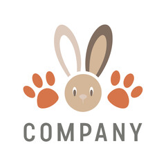 Cute Bunny Paw Logo Design Template for Companies