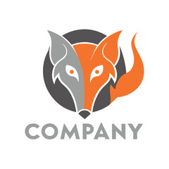 Modern Fox Logo Design - Orange and Grey