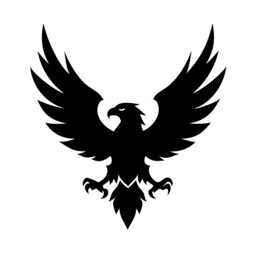 A black eagle silhouette vector illustration features spread wings, a powerful symbol in tribal tattoo art