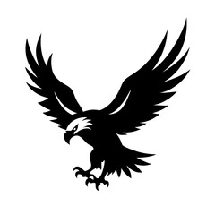 Fototapeta premium Black eagle silhouette vector illustration of a flying bird with outstretched wings
