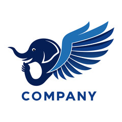 Flying Elephant Logo Design with Wings for Company