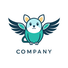 Fototapeta premium Cute winged creature logo design for modern company