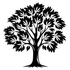 Obraz premium Stylized Silhouette of a Lush, Leafy Tree with a Rounded Canopy