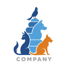 Balanced Pets Logo: Bird, Dog, Cat, Company Symbol