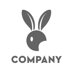 Modern Bunny Logo: Creative Mascot, Minimalist Design, Gray Scale