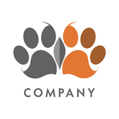 Modern Two Paw Print Logo for Pet Business