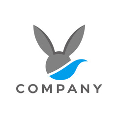 Modern bunny logo design with a blue accent