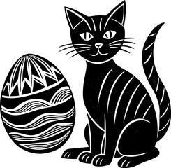 abstract illustration rabbit and cat egg flower easter day silhouette