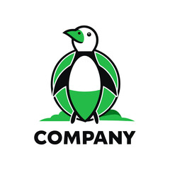 Modern Green Penguin Logo Design for Company Branding