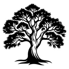 Majestic silhouette of a flourishing tree with dense foliage and detailed branches