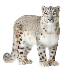 Fototapeta premium Majestic Snow Leopard Standing Proudly, png element with transparency