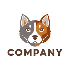 Unique bicolor dog logo design for modern brand