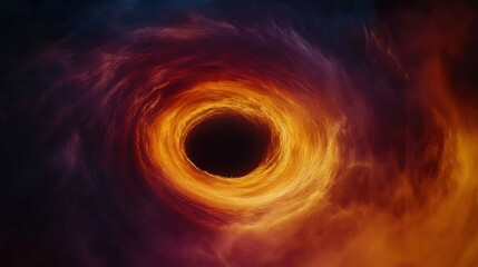 Fototapeta premium A swirling vortex of fiery cosmic energy surrounds a black hole.