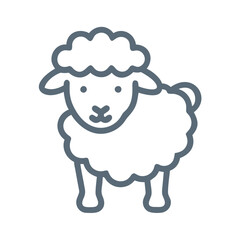 Cute sheep outline icon on black background vector