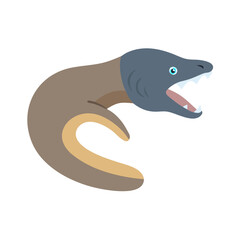 Cartoon Moray Eel with Open Mouth on Black