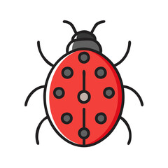 Red ladybug on a black background simple illustration