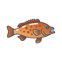 Illustration of a grouper fish with orange spots