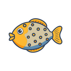 Cute cartoon fish illustration with round spots vector