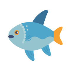 Cartoon sunfish ocean fish illustration on a black background