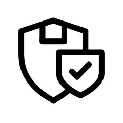 Shield with Checkmark for Package Security Icon Design