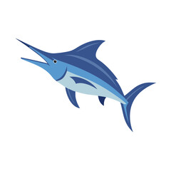 Obraz premium Cartoon Blue Marlin Illustration on a Black Background
