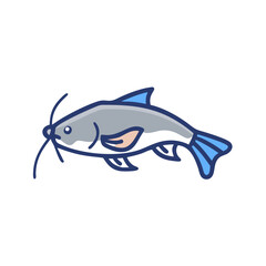 Cartoon Style Catfish Illustration on Black Background