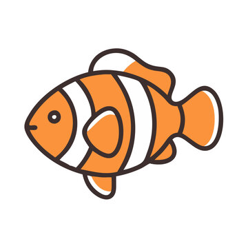 Clownfish cartoon icon on a black background