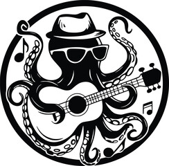 Octopus Playing Guitar, Music Playing Guitar Octopus
