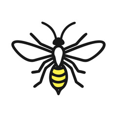 Simple minimalist bee icon illustration on black background