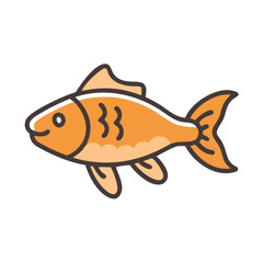 Cartoon Orange Goldfish Illustration on a Black Background