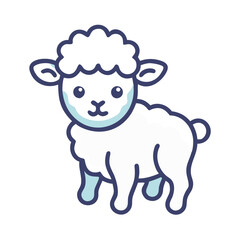 Cute cartoon lamb, sheep illustration on black background